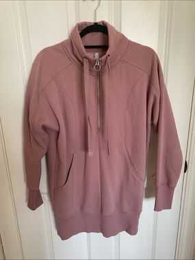 Athleta Mauve Half-Zip Hoodie Dress Size S